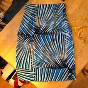 Worthington Striped Blue / Black / White Pencil Midi Skirt